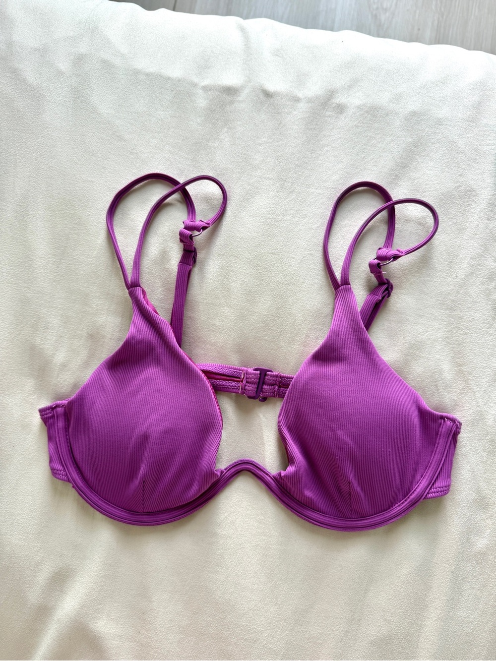 Purple Ribbed Bikini Top